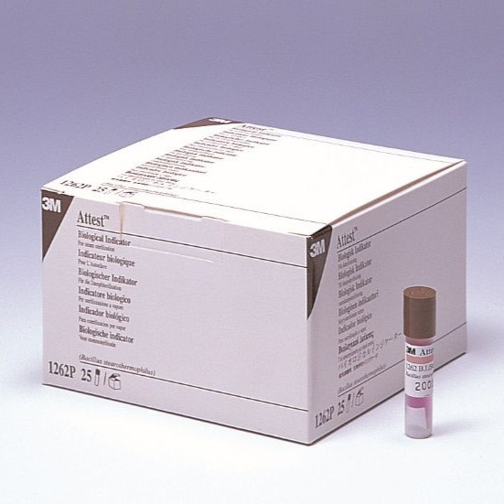 Indicator Attest™ Sterilization Biological Indicator Vial Steam (25/BX 4BX/CS) by Solventum Corporation  ID 1262P